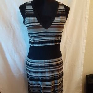 MISSONI Brown Black Stripe Knit Sleeveless Dress‎